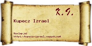 Kupecz Izrael névjegykártya